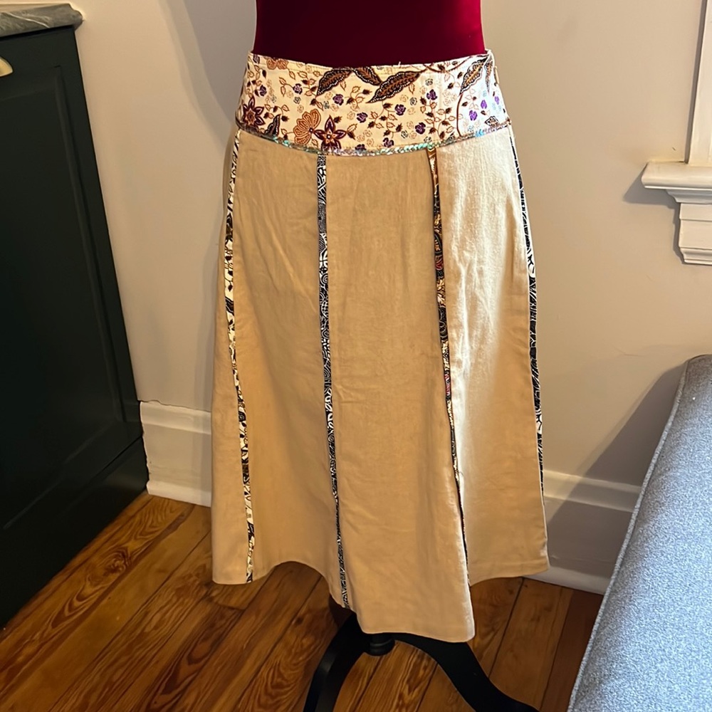 Flare skirt with batik and sequin trim